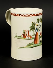 ANTIQUE ENGLISH CREAMWARE TANKARD.