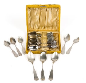 STERLING AND COIN SILVER SPOONS.