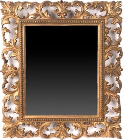 ANTIQUE GILT BRASS MIRROR.