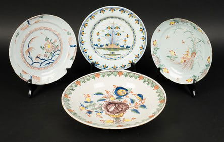 FOUR 18TH-19TH C. DUTCH/ENGLISH PLATES.