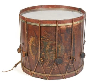 19TH C. AMERICAN BRASS BAND BASS DRUM.