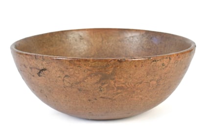EXCEPTIONAL ANTIQUE AMERICAN BURL BOWL.