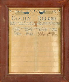 19TH C. PENCIL AND INK FAMILY RECORD.