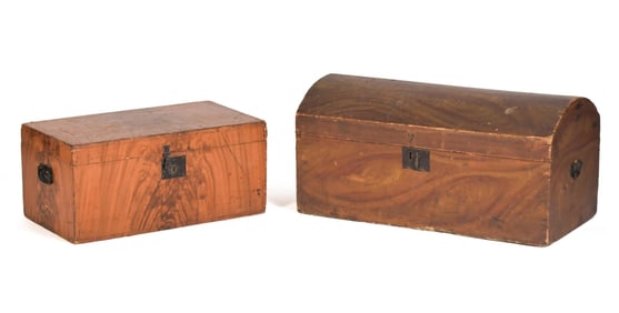 TWO 19TH C. GRAIN PAINTED STORAGE BOXES.