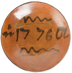 19TH C. REDWARE PLATE, 1776.