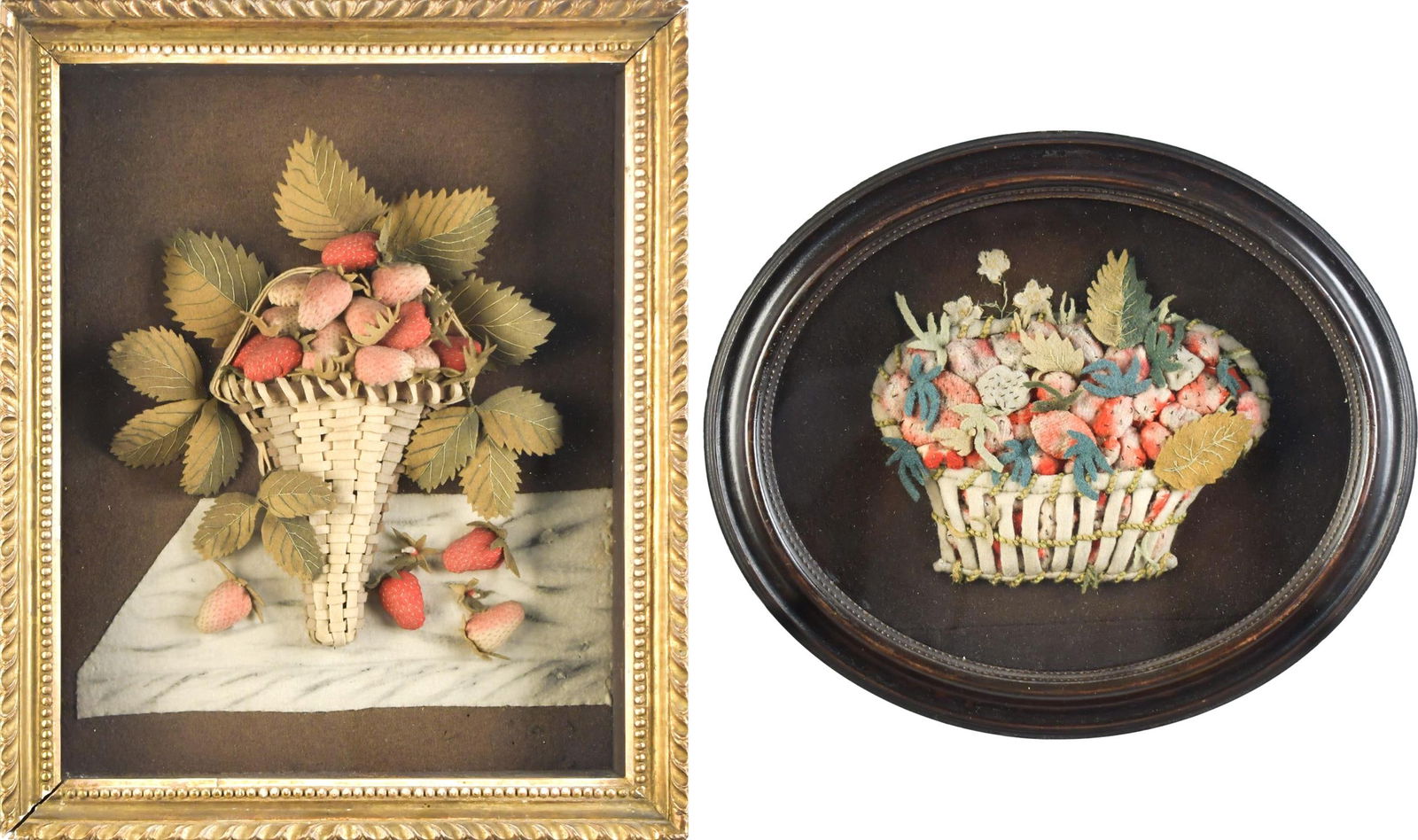 TWO 19TH C. FRAMED FELT WORKS. (1 of 13)