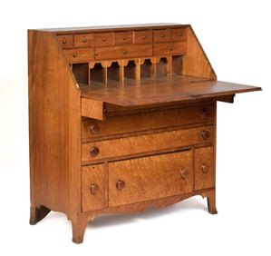 19TH C. VT BIRDSEYE MAPLE SLANT TOP DESK.