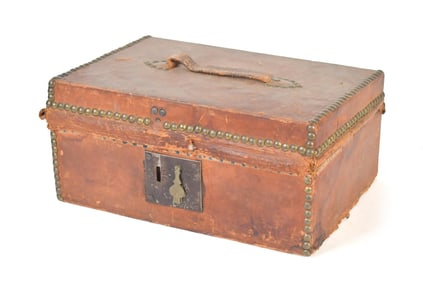 19TH C. UNFRAMED NEEDLEWORK SAMPLERS IN STORAGE BOX.