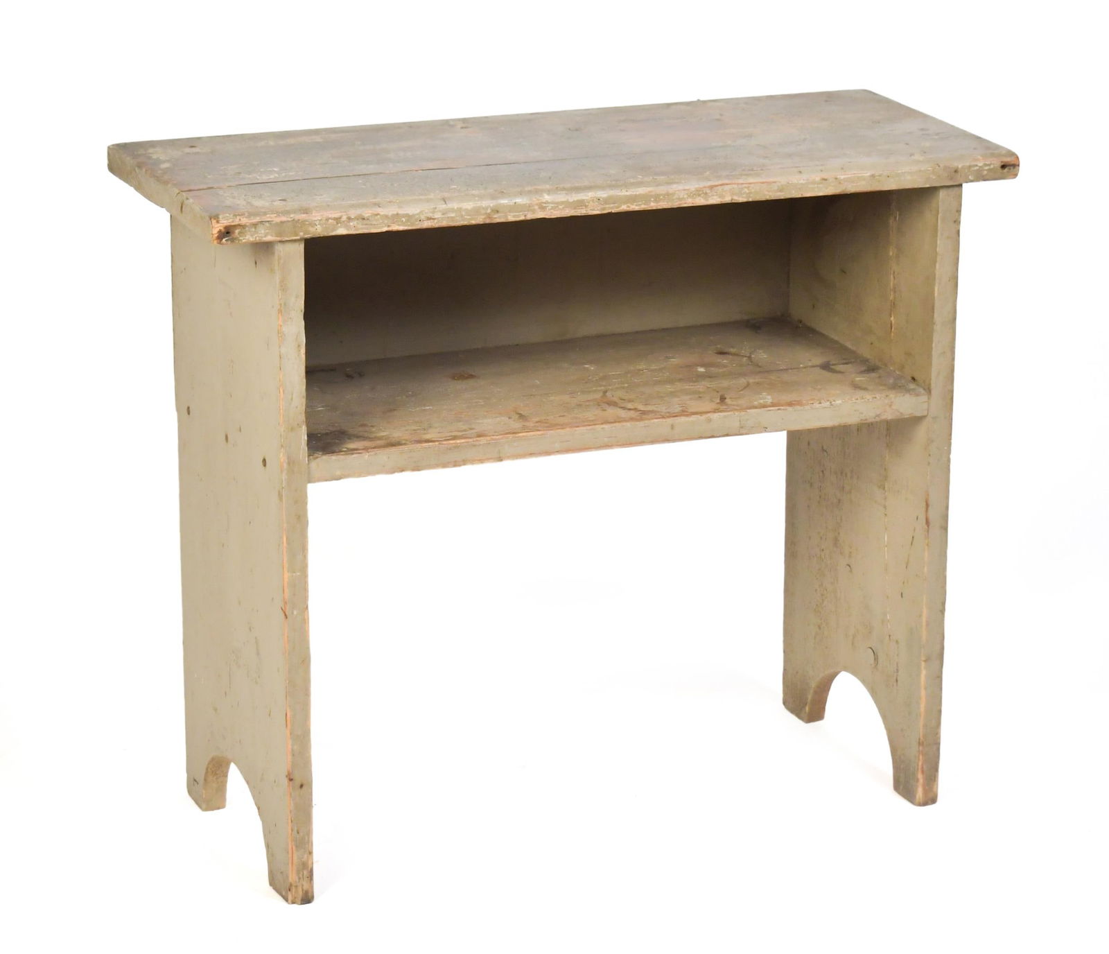 SMALL 19TH C. PAINTED TWO TIER BENCH. (1 of 10)