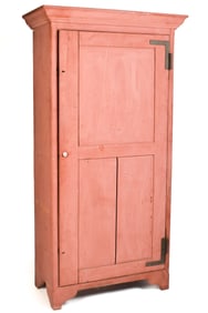 19TH C. SALMON PAINTED FLOOR CUPBOARD.