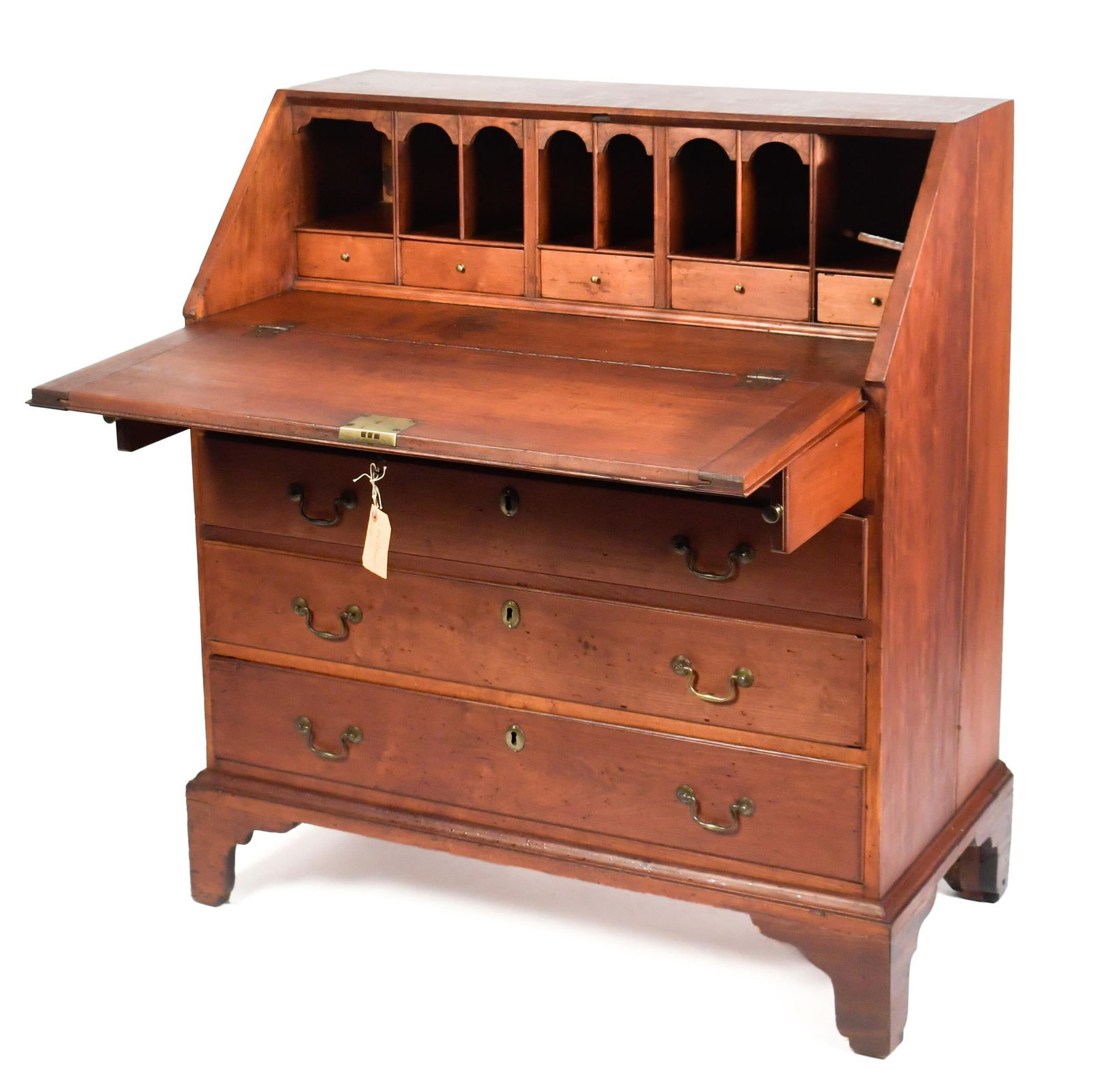 18TH C. AMERICAN CHIPPENDALE CHERRY DESK. (1 of 13)