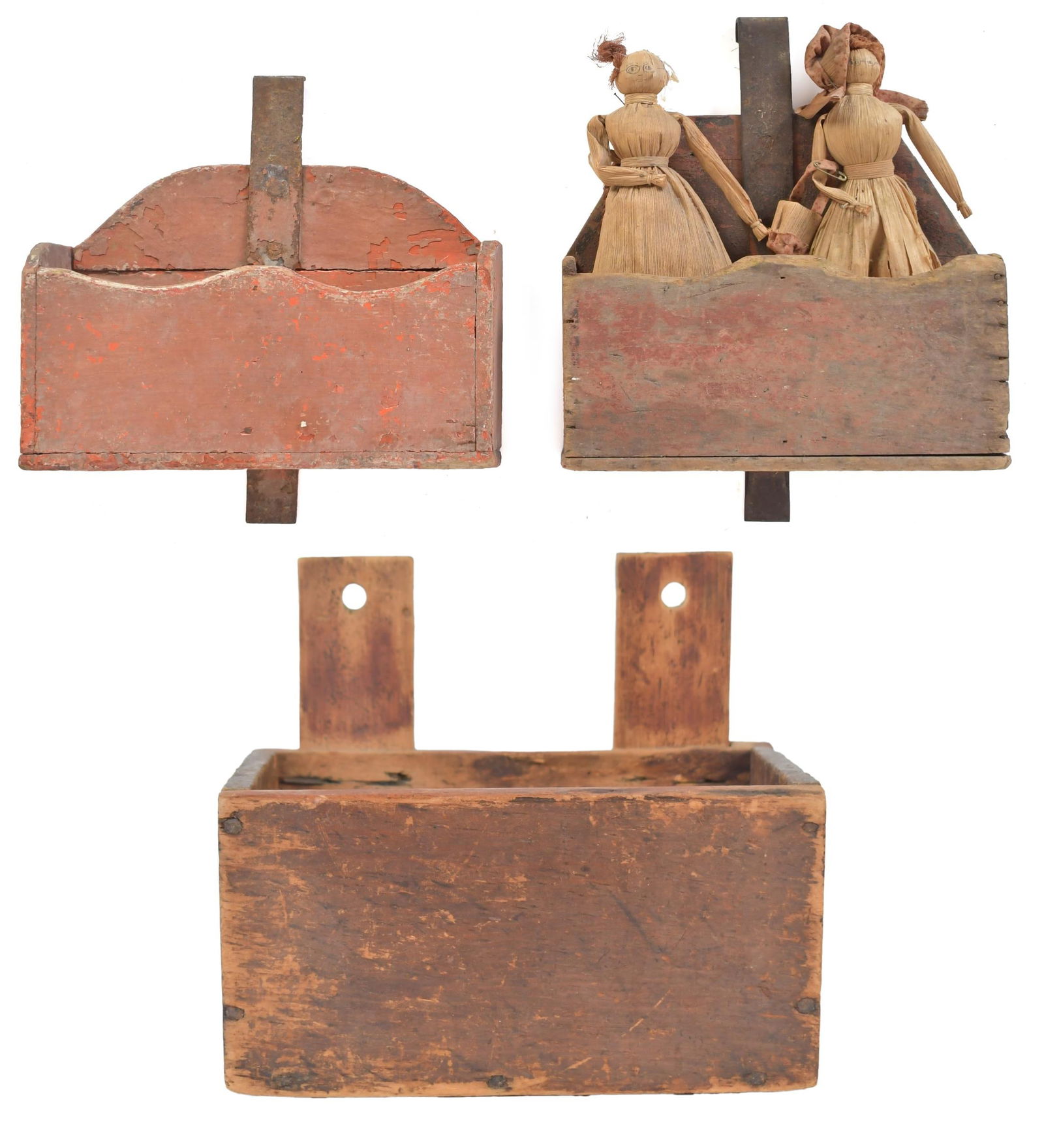 THREE 19TH PAINTED WALL BOXES. (1 of 15)