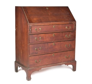 18TH C. MA CHERRY DESK.