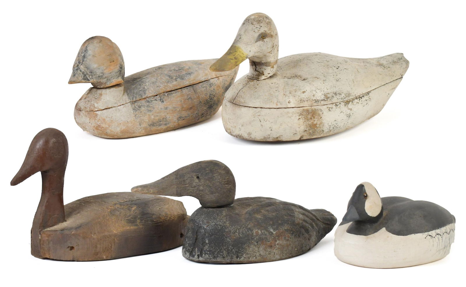 FIVE ANTIQUE DUCK DECOYS. (1 of 20)