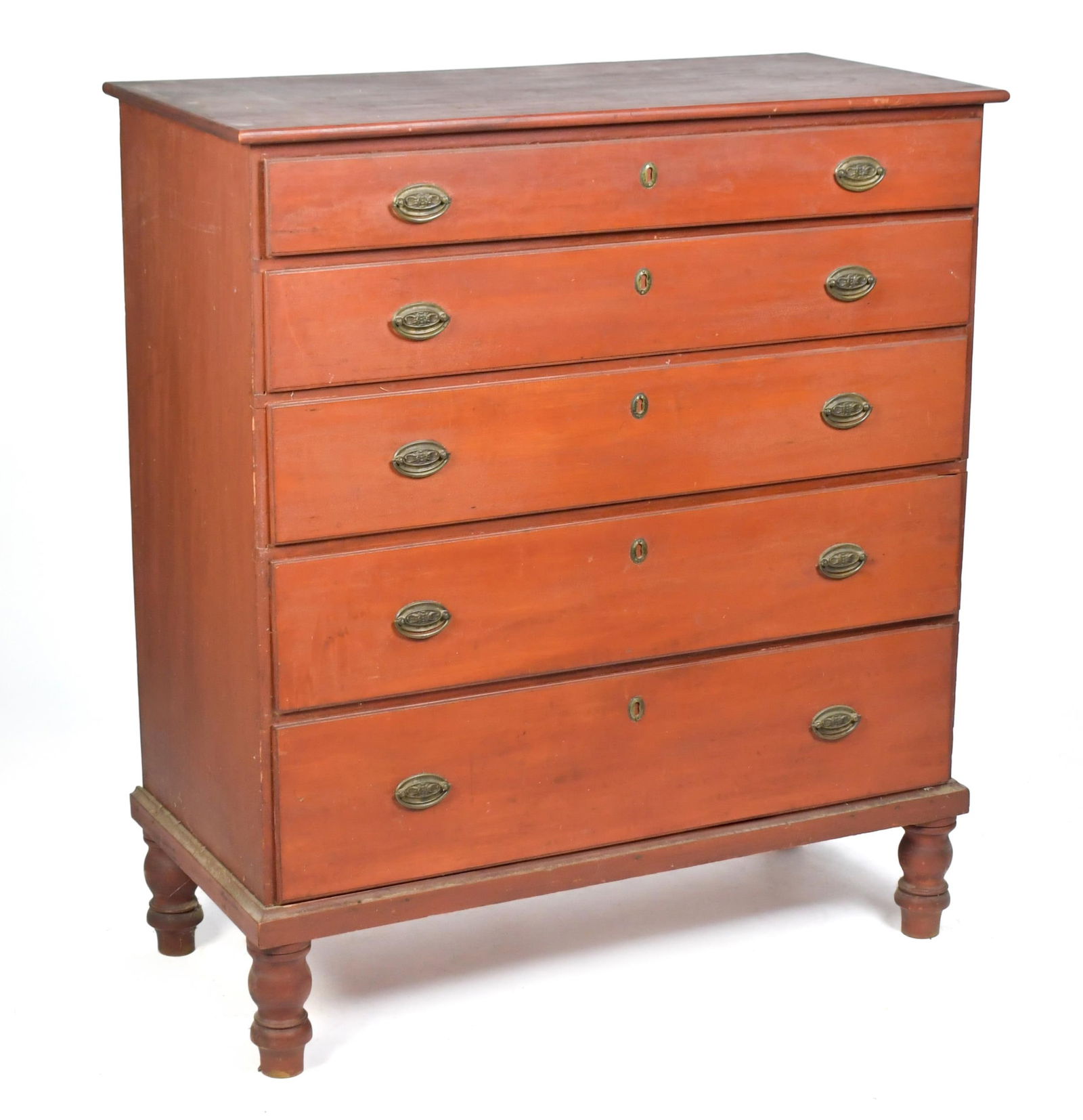 ANTIQUE FEDERAL RED-PAINTED CHEST. (1 of 11)