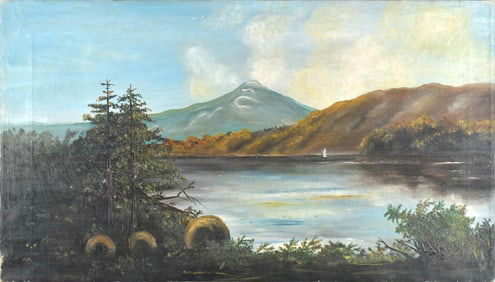 19TH C. HUDSON RIVER OIL ON CANVAS.