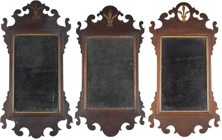 THREE EARLY CHIPPENDALE MIRRORS, ORIGINAL FINISH.