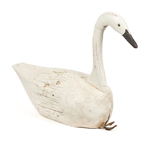 VINTAGE PAINTED WOOD SWAN DECOY.