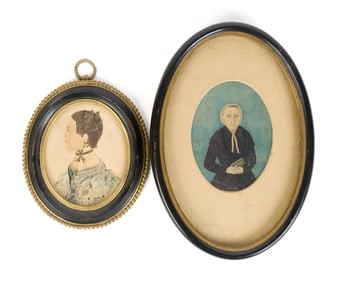 TWO 19TH C. MINIATURE PORTRAIT PAINTINGS.