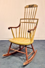 19TH C. WINDSOR PAINTED ROCKING CHAIR.