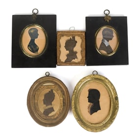 19TH C. SILHOUETTES, 5 PCS.