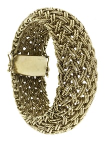 VINTAGE TIFFANY & CO. 14K GOLD WOVEN BRACELET.