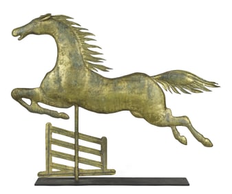 FINE GILT STEEPLECHASE HORSE WEATHERVANE.