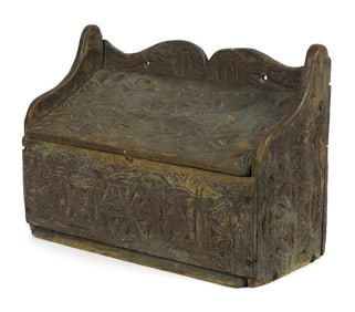 PILGRIM CENTURY RED-PAINTED WALL BOX.