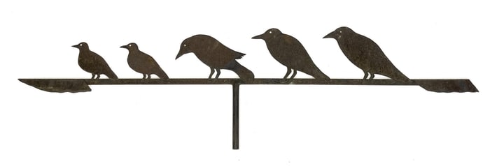 FINE 19TH C. FOLK ART WEATHERVANE, CROWS.