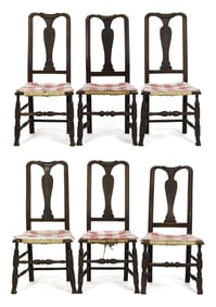 FINE 18TH C. CT PAINTED QUEEN ANNE CHAIRS, SIX.