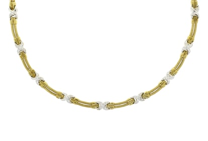 18K GOLD DIAMOND X LINK NECKLACE.