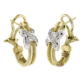 18K GOLD DIAMOND X POST EARRINGS.