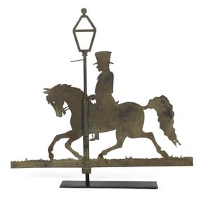 19TH C. SHEET METAL WEATHERVANE, HORSE AND RIDER.