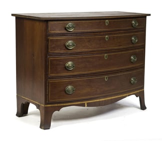 FINE FEDERAL INLAID CHERRY BOW-FRONT CHEST.