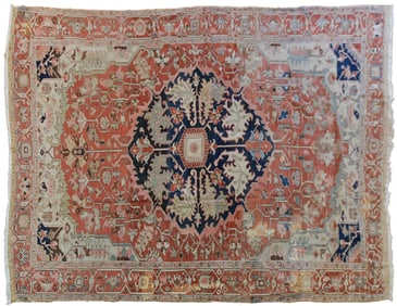 ANTIQUE HERIZ ROOM SIZE RUG.