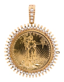 BLANCPAIN $20 ST. GAUDENS PENDANT WATCH W/ DIAMS.