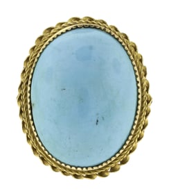 VINTAGE 14K GOLD ROBINS EGG BLUE TURQUOISE RING.