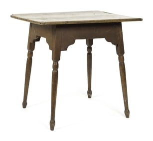18TH C. NH RED PAINTED TEA TABLE.