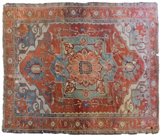 ANTIQUE ORIENTAL SERAPI ROOM SIZE RUG.