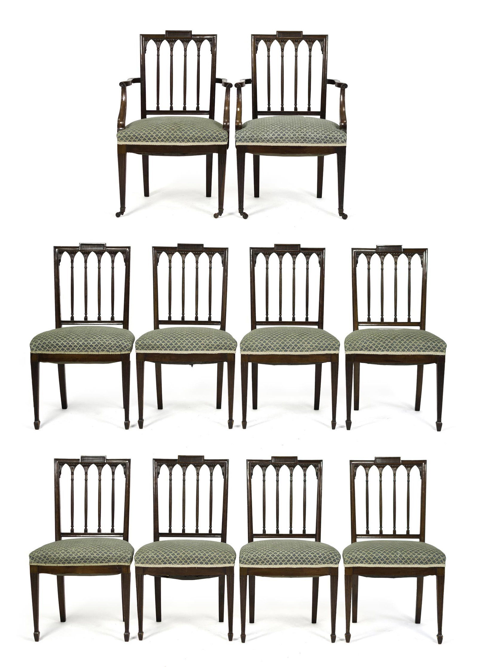 SET OF 10 FEDERAL NEW YORK CARVED DINING CHAIRS. (1 of 20)