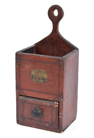 19TH C. RED PAINTED PIPE BOX.