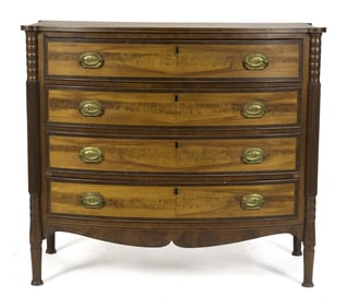 FEDERAL NH FLAME BIRCH INLAID CHEST.