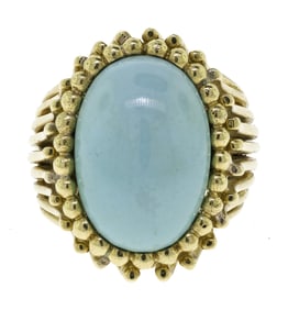 VINTAGE 18K GOLD ROBINS EGG BLUE TURQUOISE RING.