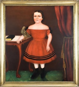 19TH C. AMERICAN OIL, PORTRAIT OF PERMELIA BALDWIN.