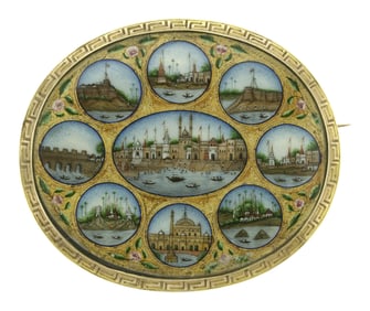 GRAND TOUR PIN MINIATURE PAINTINGS OF INDIAN TEMPLES