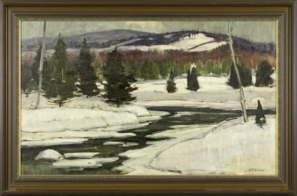 ALDRO T. HIBBARD OIL, WINTER LANDSCAPE.