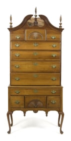 18TH C. QUEEN ANNE CHERRY HIGHBOY.