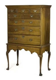 18TH C. PA CHIPPENDALE WALNUT CHEST ON FRAME.
