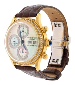 18K GOLD CHASE DURER MOP AVIATION PILOT WRIST WATCH.