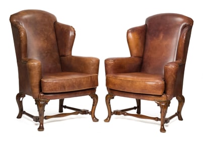 PR. MOBILI BERTELE LEATHER WING CHAIRS.